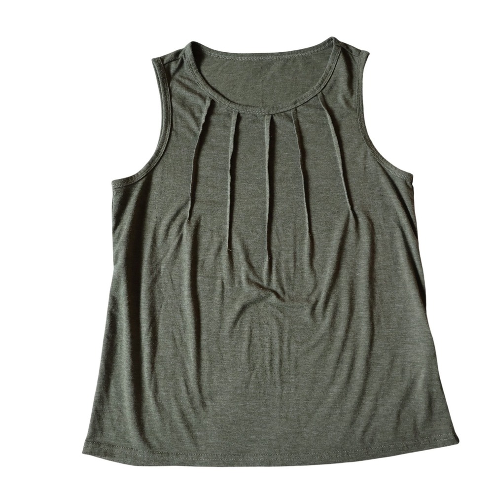 SHEIN Olive Green Pleated Neckline Sleeveless Tank Top Size Large US 8/10
